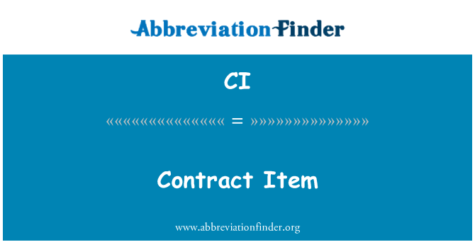 CI: Contract Item