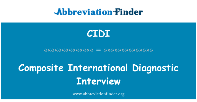 CIDI: Kompozitní mezinárodní diagnostický rozhovor