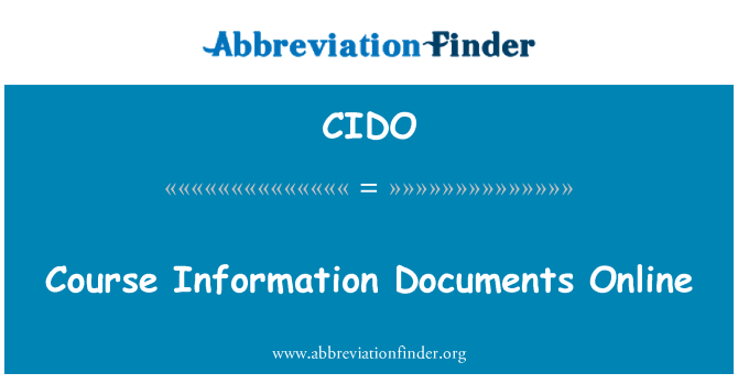 CIDO: 온라인 과정 정보 문서