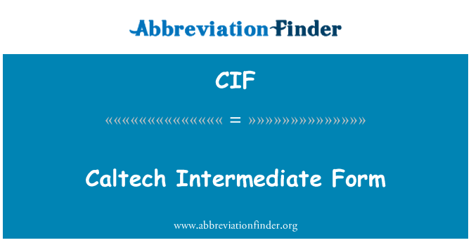 CIF: カリフォルニア工科大学中間フォーム