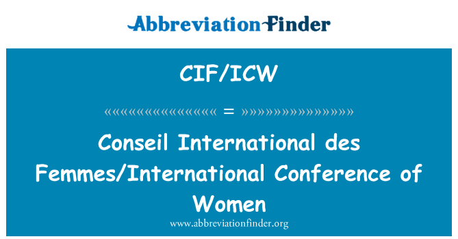 CIF/ICW: 여자의 Conseil 국제 데 Femmes/국제 컨퍼런스