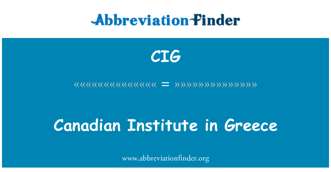 CIG: Canadian Institute in Griekenland