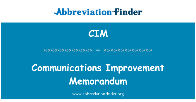 CIM: Communicatie verbetering Memorandum