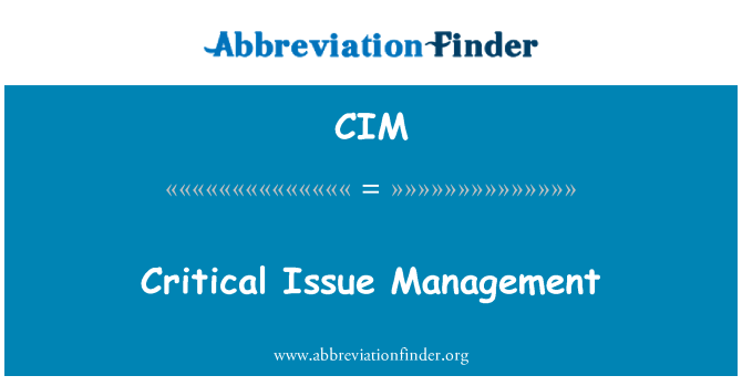 CIM: إدارة المسألة الحرجة