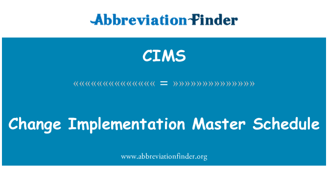 CIMS: बदलें मास्टर कार्यान्वयन अनुसूची