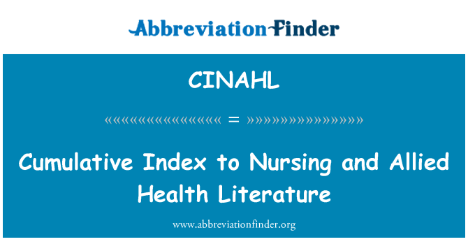 CINAHL: نرسنگ کے مجموعی اشاریہ اور اتحادیوں کی صحت ادب