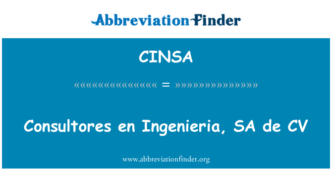 CINSA: Consultores sv Ingenieria, SA de CV