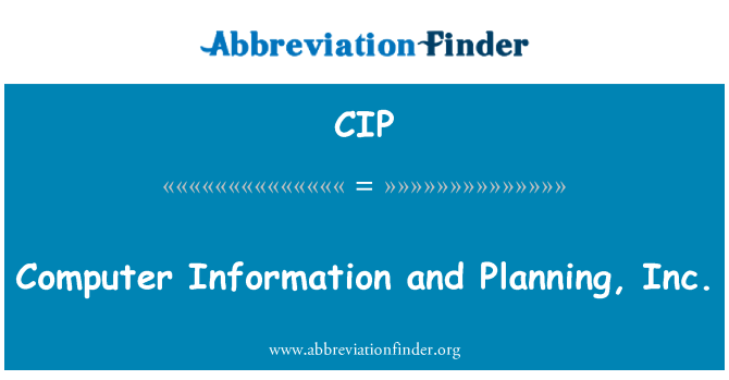 CIP: Computergegevens en Planning, Inc.