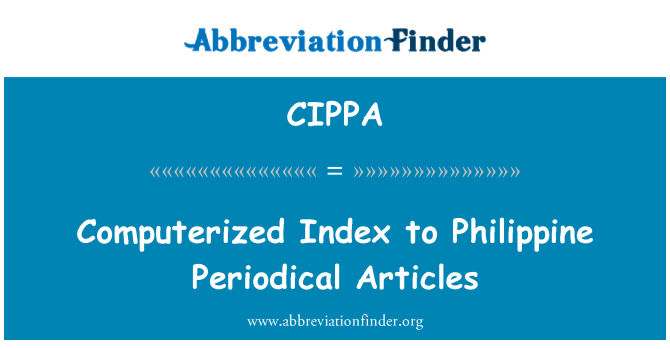 CIPPA: Computerisierte Index zum philippinischen Zeitschriftenaufsätze