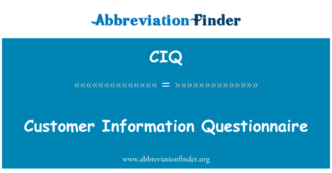 CIQ: Questionario informazioni cliente