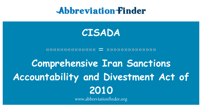 CISADA: Celovito Iran sankcije odgovornosti in odsvojitev zakona leta 2010