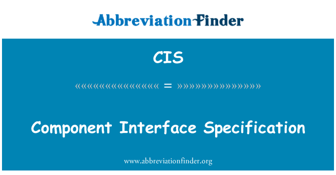 CIS: Komponent Interface Specification