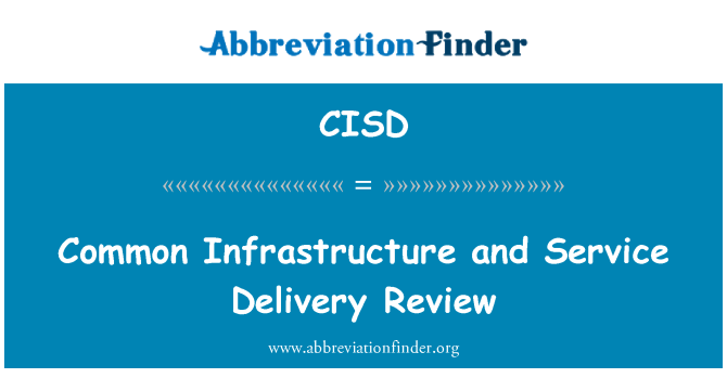 CISD: Common Infrastructure and Service Delivery Review