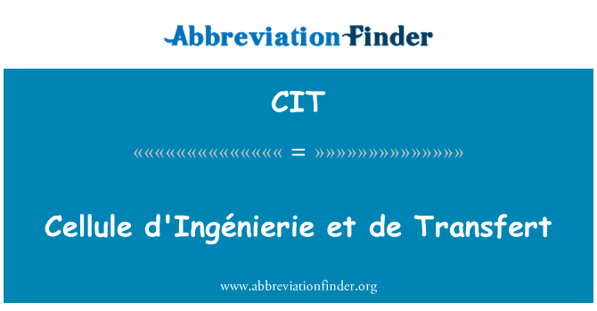 CIT: Cellule d'Ingénierie et de transfer