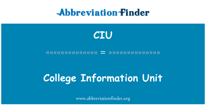 CIU: College Information Unit