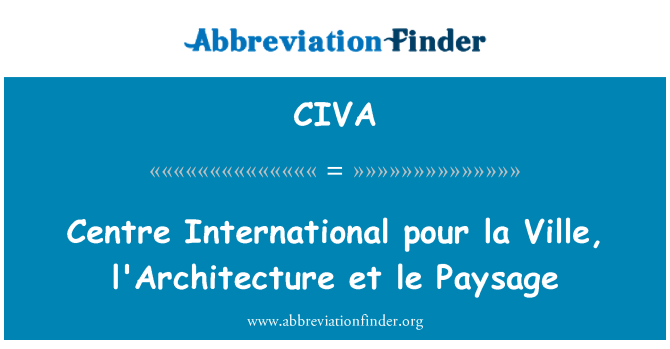 CIVA: המרכז הבינלאומי למזוג la Ville, l'Architecture et le Paysage