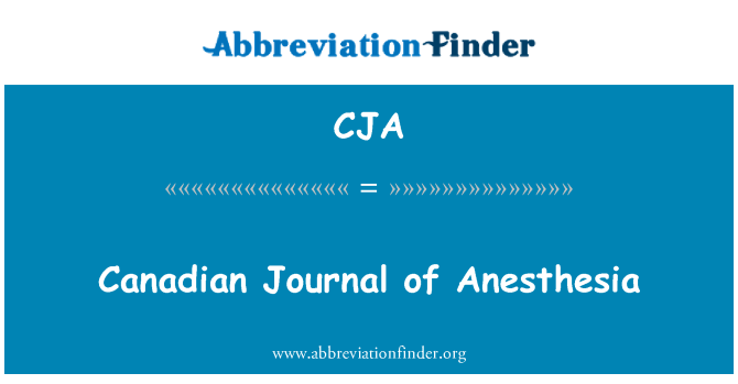 CJA: Canadian Journal of Anesthesia