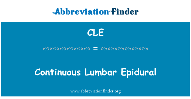 CLE: مسلسل Lumbar اپادورال