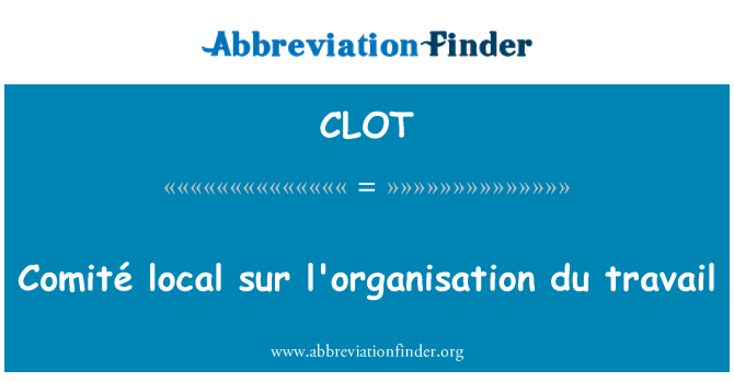 CLOT: Comité lokalen Sur l ' Organisation du travail