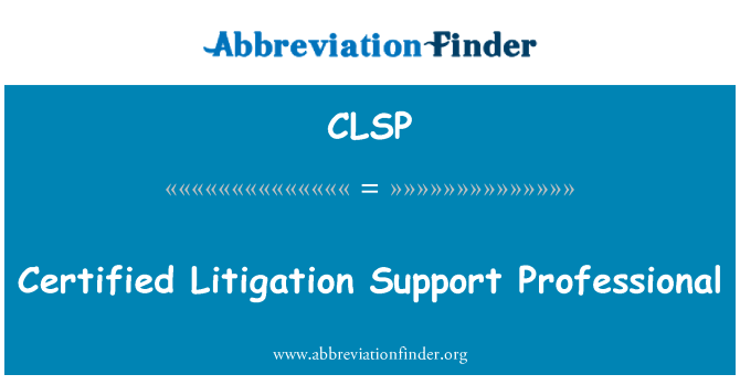 CLSP: Certifikované Litigation Support Professional