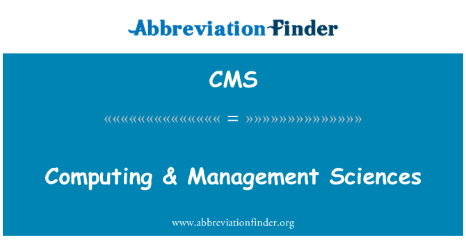 CMS: 计算与管理科学