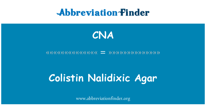 CNA: Colistine Nalidixic Agar