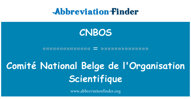 CNBOS: Της κοινής οργάνωσης εθνικών Belge Comité de Scientifique