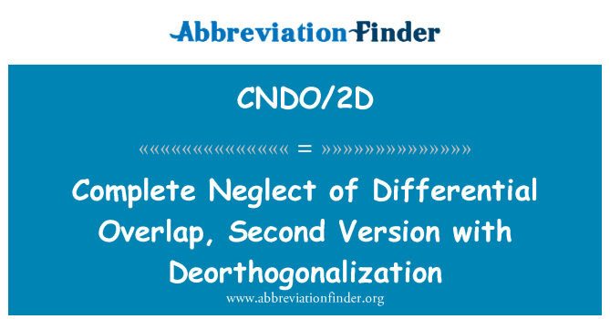 CNDO/2D: 차동 오버랩, Deorthogonalization 두 번째 버전의 태만 완료