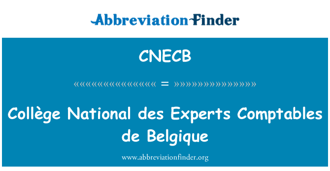 CNECB: Collège National des szakértők Comptables de Belgique