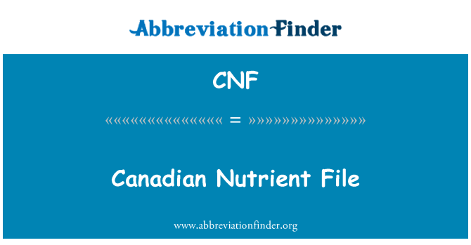 CNF: Canadian Nutrient File