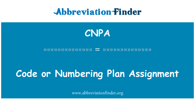 CNPA: 代码或编号计划工作分配