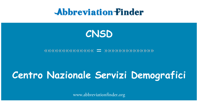 CNSD: Centro Nazionale Servizi Demografici
