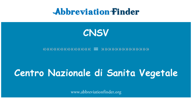 CNSV: 센트로 나 디 Sanita Vegetale