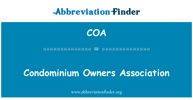 COA: Condominium Owners Association