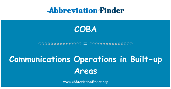 COBA: Opérations de communication en zone urbanisée