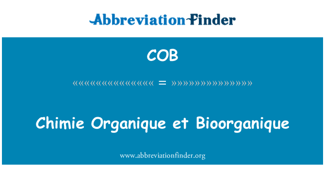 COB: 화학 Organique et Bioorganique