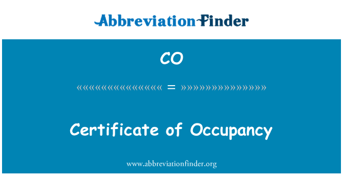 CO: Certificat d'occupation