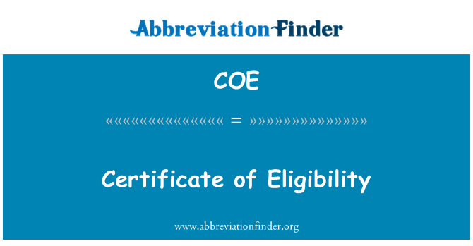 COE: Certificat d'admissibilité