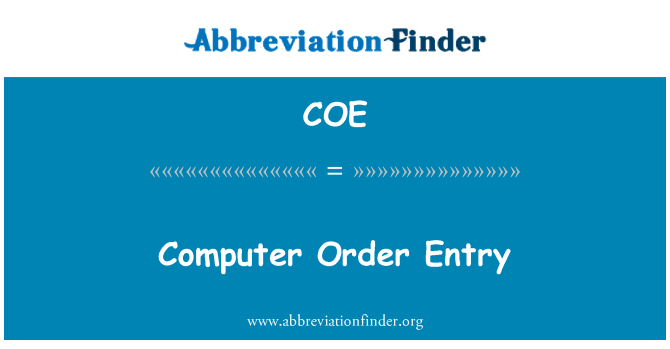 COE: Computer orderinvoer