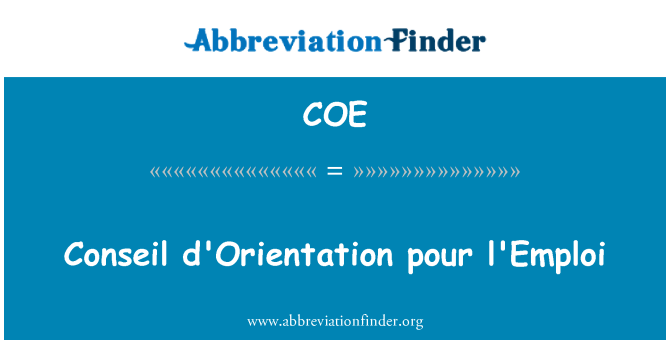 COE: Conseil orientação pour l'emploi