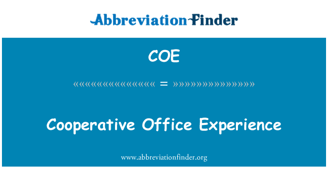 COE: دفتر تعاون کا تجربہ
