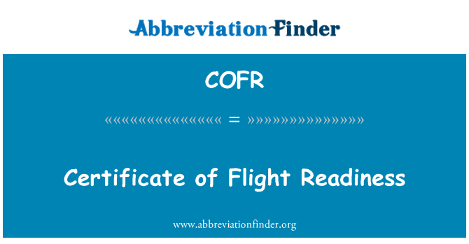 COFR: Certificaat van vlucht bereidheid
