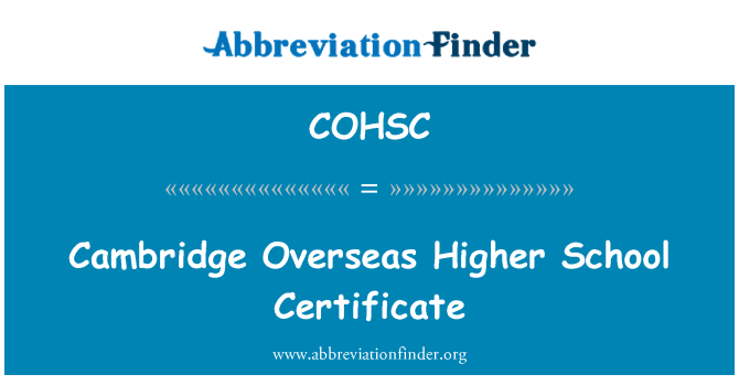 COHSC: Cambridge tengerentúli magasabb iskolai végzettséggel