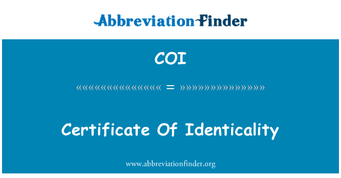 COI: Giấy chứng nhận của Identicality