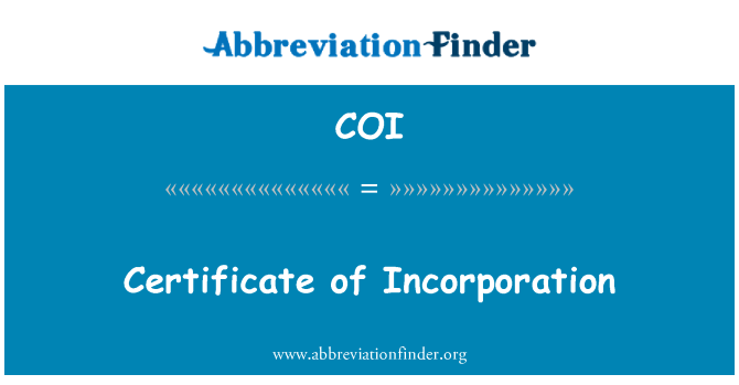 COI: Sètifika de Incorporation