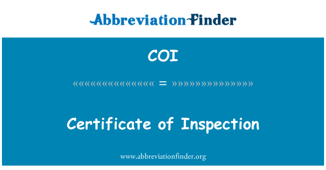 COI: Certificate of Inspection