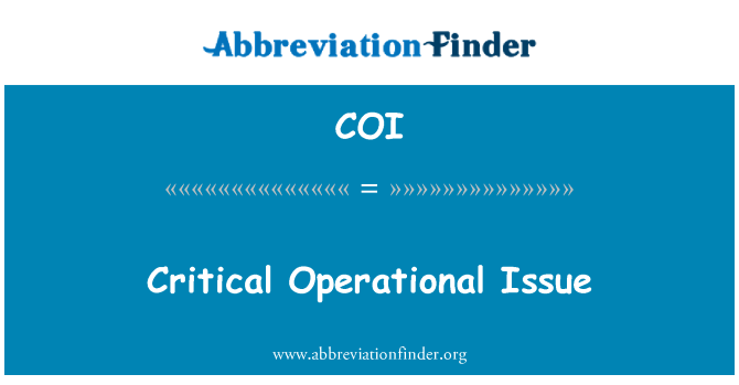 COI: Problemă critică operaţionale