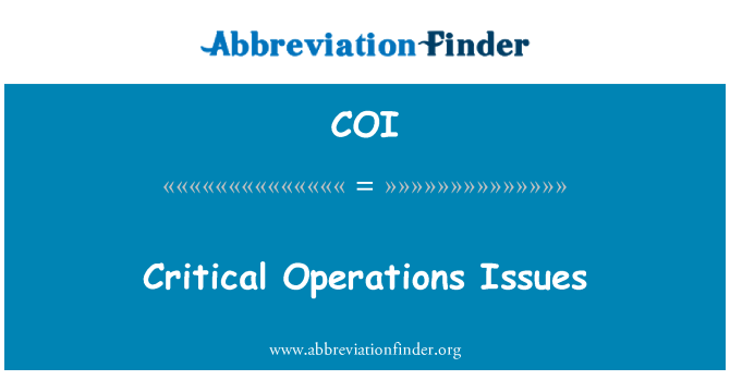 COI: Materion gweithrediadau critigol