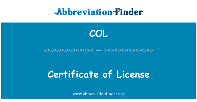 COL: Certificat de licence