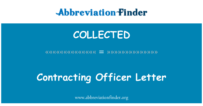 COLLECTED: Lettre de l'agent contractant